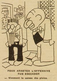 Caricature de Charles Maurras et de Léon Daudet sur l'agression de Léon Blum dans Vendredi du 21 février 1936.