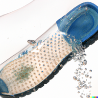 DALL&middot;E 2023-04-24 01.25.45 - Microplastic comes in the air and water because the soles of shoes that humans wear are made out of plastic